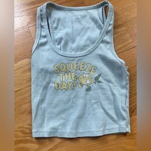 Aeropostale Squeeze the Day Ribbed Light Blue Tank Top Size Medium